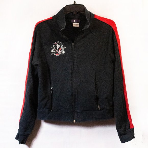 Morbid Threads Jackets & Blazers - Hot Topic Morbid Threads Miss Lady Luck Black & Red Track Jacket Hoodie, Size XL
